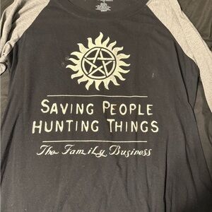 Black and Grey Supernatural 3/4 sleeve
